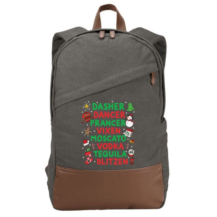 Dasher Dancer Prancer Vixen Moscato Vodka Tequila Blitzen Cotton Canvas Backpack