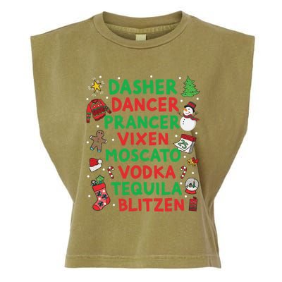 Dasher Dancer Prancer Vixen Moscato Vodka Tequila Blitzen Garment-Dyed Women's Muscle Tee