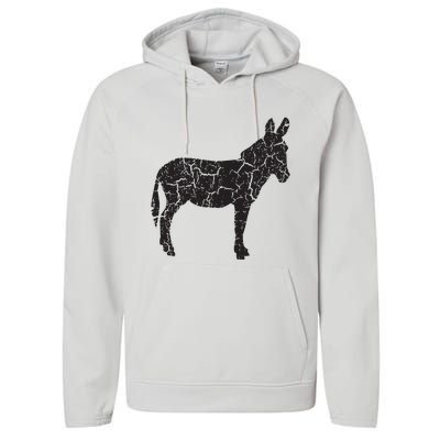 Donkey Distressed Print Vintage Donkey Performance Fleece Hoodie