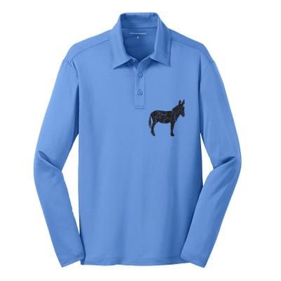 Donkey Distressed Print Vintage Donkey Silk Touch Performance Long Sleeve Polo