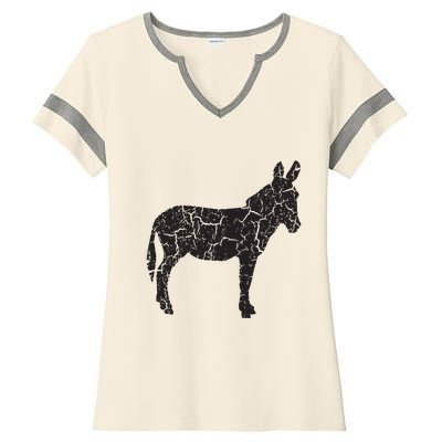 Donkey Distressed Print Vintage Donkey Ladies Halftime Notch Neck Tee