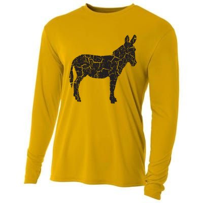 Donkey Distressed Print Vintage Donkey Cooling Performance Long Sleeve Crew