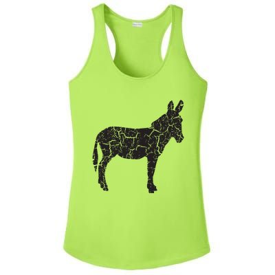 Donkey Distressed Print Vintage Donkey Ladies PosiCharge Competitor Racerback Tank