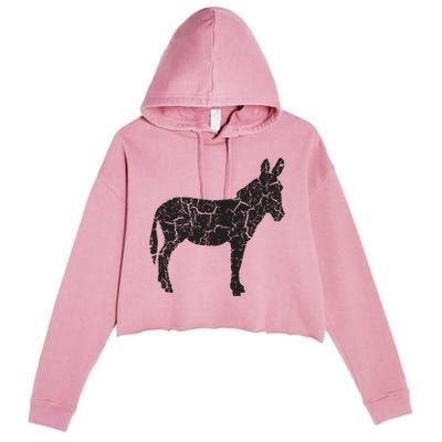 Donkey Distressed Print Vintage Donkey Crop Fleece Hoodie