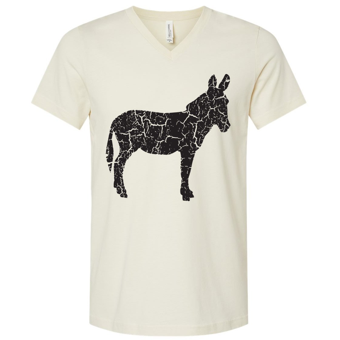 Donkey Distressed Print Vintage Donkey V-Neck T-Shirt