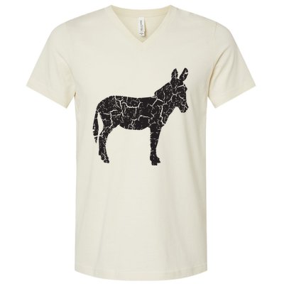 Donkey Distressed Print Vintage Donkey V-Neck T-Shirt