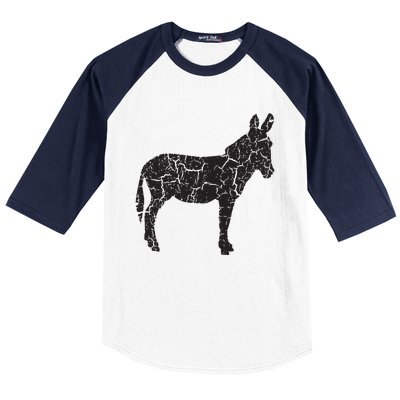 Donkey Distressed Print Vintage Donkey Baseball Sleeve Shirt