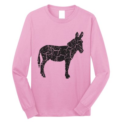 Donkey Distressed Print Vintage Donkey Long Sleeve Shirt