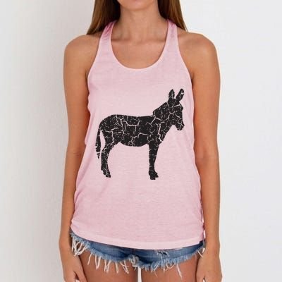 Donkey Distressed Print Vintage Donkey Women's Knotted Racerback Tank