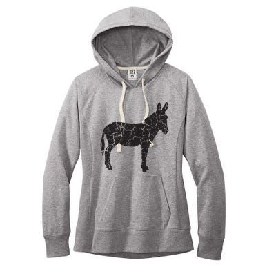 Donkey Distressed Print Vintage Donkey Women's Fleece Hoodie