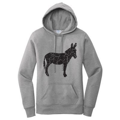 Donkey Distressed Print Vintage Donkey Women's Pullover Hoodie