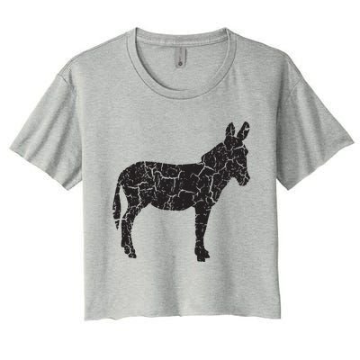 Donkey Distressed Print Vintage Donkey Women's Crop Top Tee