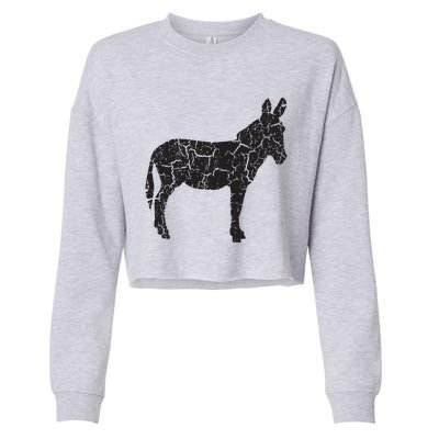 Donkey Distressed Print Vintage Donkey Cropped Pullover Crew