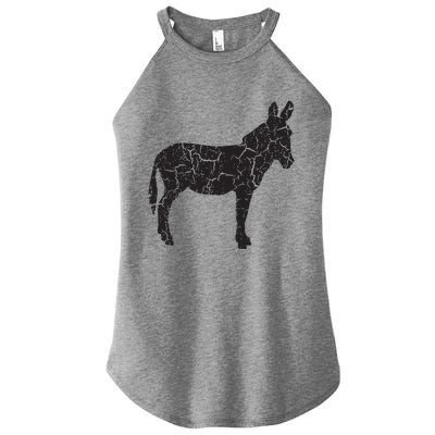 Donkey Distressed Print Vintage Donkey Women's Perfect Tri Rocker Tank