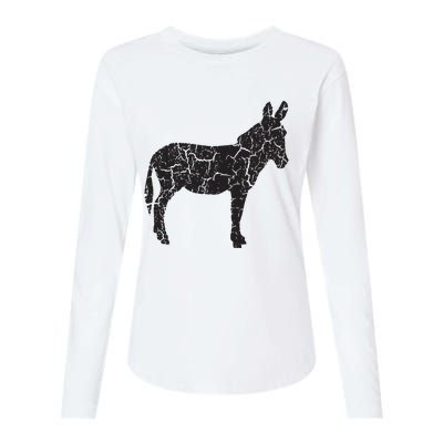 Donkey Distressed Print Vintage Donkey Womens Cotton Relaxed Long Sleeve T-Shirt