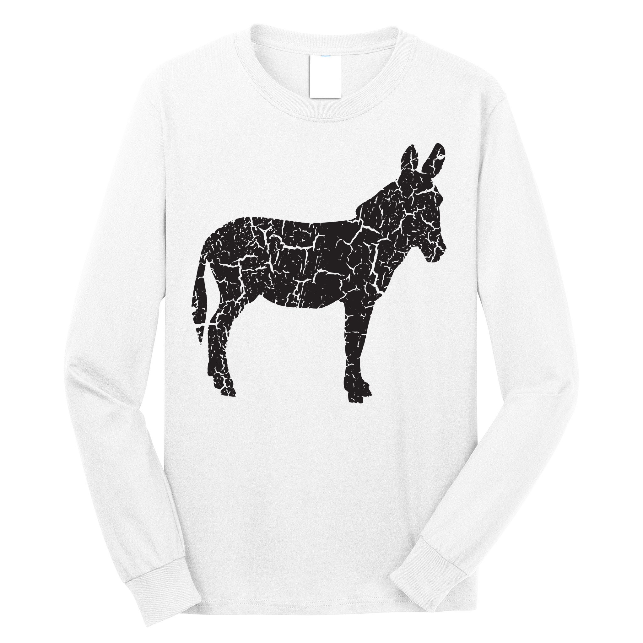 Donkey Distressed Print Vintage Donkey Long Sleeve Shirt