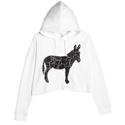 Donkey Distressed Print Vintage Donkey Crop Fleece Hoodie