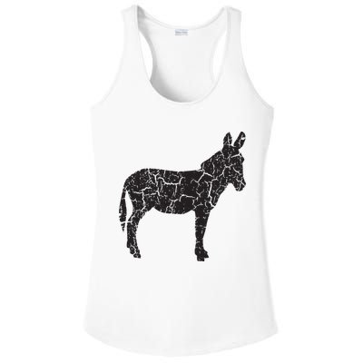 Donkey Distressed Print Vintage Donkey Ladies PosiCharge Competitor Racerback Tank