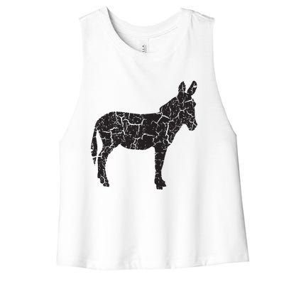 Donkey Distressed Print Vintage Donkey Women's Racerback Cropped Tank