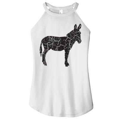 Donkey Distressed Print Vintage Donkey Women's Perfect Tri Rocker Tank