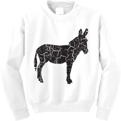 Donkey Distressed Print Vintage Donkey Kids Sweatshirt