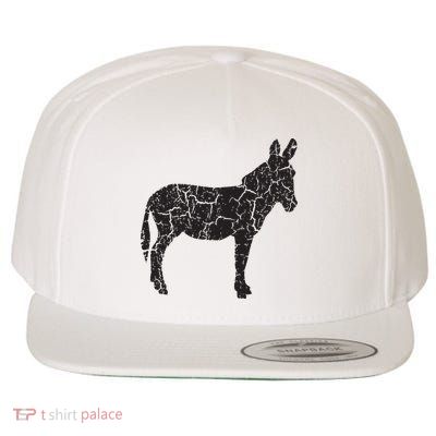 Donkey Distressed Print Vintage Donkey Wool Snapback Cap