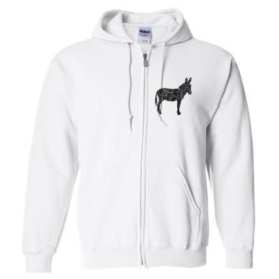 Donkey Distressed Print Vintage Donkey Full Zip Hoodie