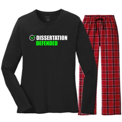 Dissertation Defended Phd Graduate Ph.D. Graduation Women's Long Sleeve Flannel Pajama Set 