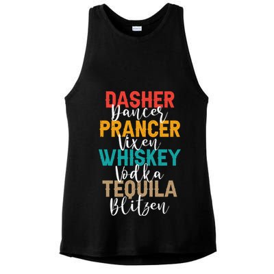 Dasher Dancer Prancer Vixen Whiskey Vodka Tequila Blitzen Ladies PosiCharge Tri-Blend Wicking Tank