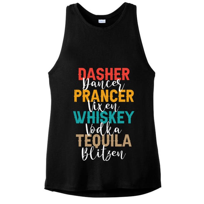 Dasher Dancer Prancer Vixen Whiskey Vodka Tequila Blitzen Ladies PosiCharge Tri-Blend Wicking Tank