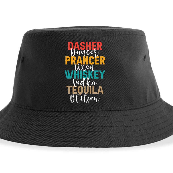 Dasher Dancer Prancer Vixen Whiskey Vodka Tequila Blitzen Sustainable Bucket Hat