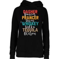 Dasher Dancer Prancer Vixen Whiskey Vodka Tequila Blitzen Womens Funnel Neck Pullover Hood