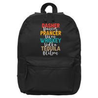 Dasher Dancer Prancer Vixen Whiskey Vodka Tequila Blitzen 16 in Basic Backpack
