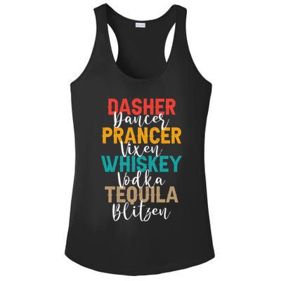 Dasher Dancer Prancer Vixen Whiskey Vodka Tequila Blitzen Ladies PosiCharge Competitor Racerback Tank