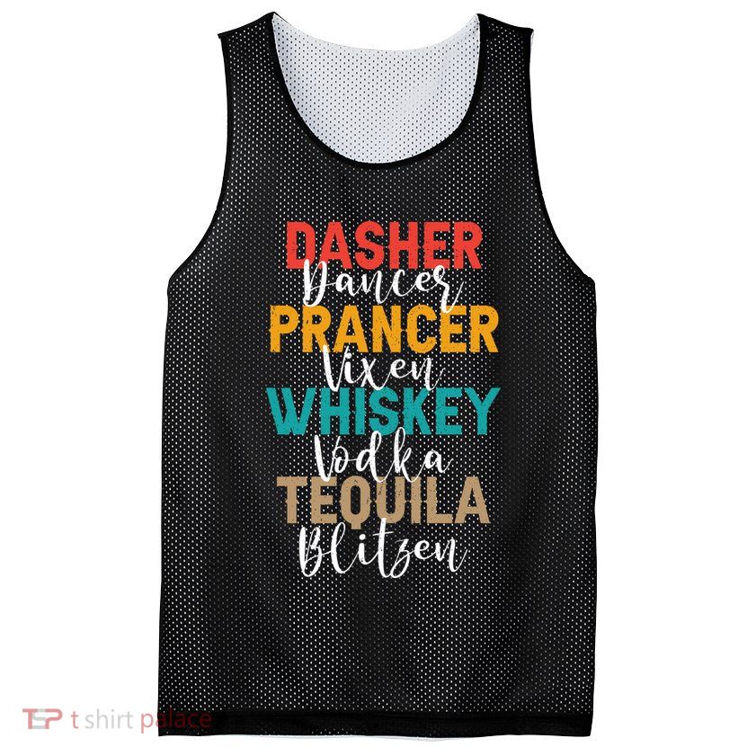 Dasher Dancer Prancer Vixen Whiskey Vodka Tequila Blitzen Mesh Reversible Basketball Jersey Tank