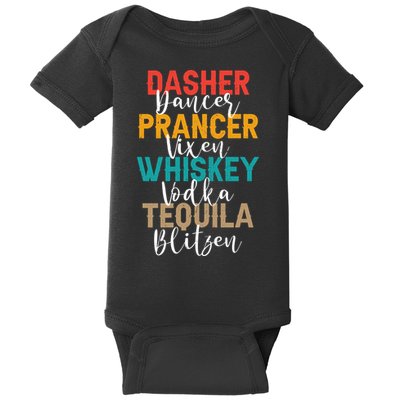 Dasher Dancer Prancer Vixen Whiskey Vodka Tequila Blitzen Baby Bodysuit