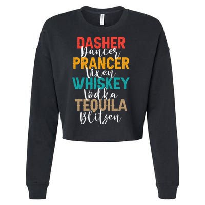 Dasher Dancer Prancer Vixen Whiskey Vodka Tequila Blitzen Cropped Pullover Crew