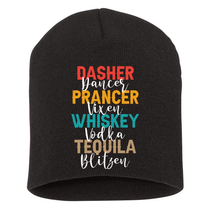 Dasher Dancer Prancer Vixen Whiskey Vodka Tequila Blitzen Short Acrylic Beanie