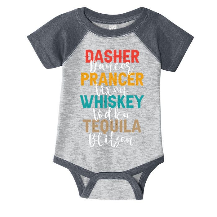 Dasher Dancer Prancer Vixen Whiskey Vodka Tequila Blitzen Infant Baby Jersey Bodysuit