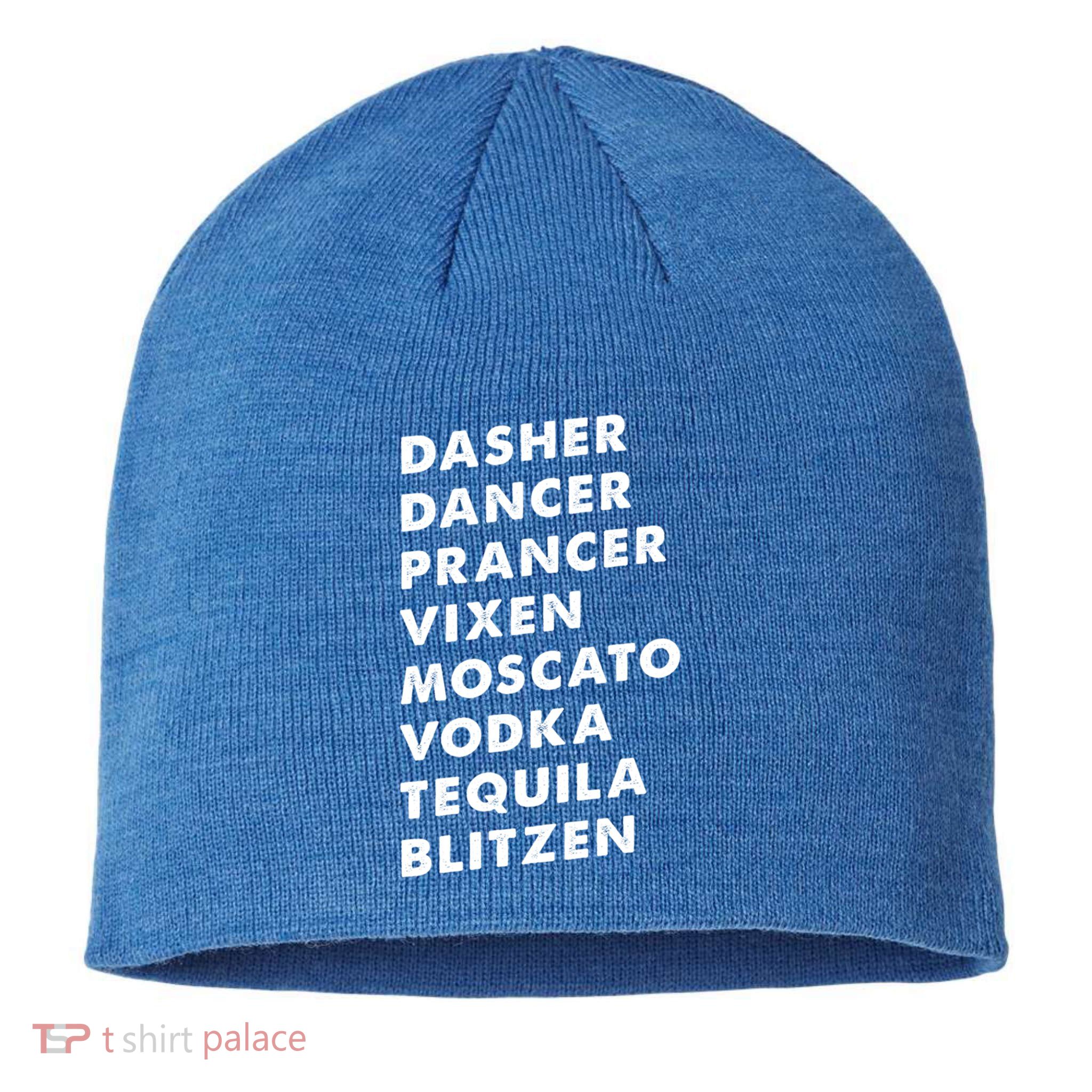 Dasher Dancer Prancer Vixen Moscato Vodka Tequila Gift Sustainable Beanie
