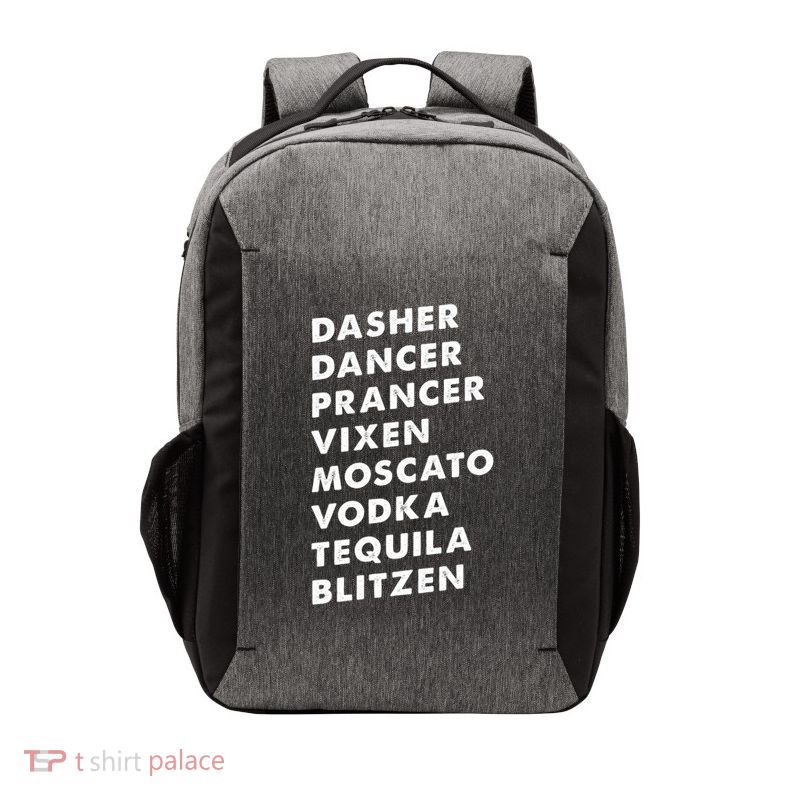 Dasher Dancer Prancer Vixen Moscato Vodka Tequila Gift Vector Backpack