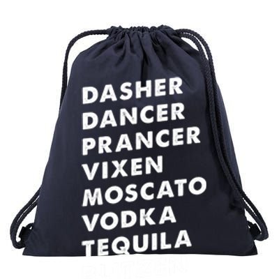 Dasher Dancer Prancer Vixen Moscato Vodka Tequila Gift Drawstring Bag