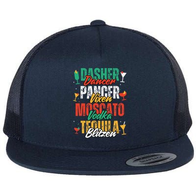 Dasher Dancer Prancer Vixen Funny Christmas Drinking Poem Flat Bill Trucker Hat