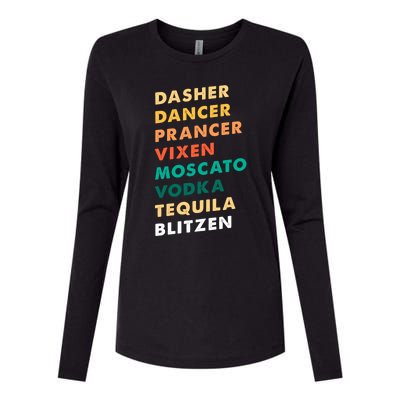 Dasher Dancer Prancer Vixen Moscato Vodka Tequila Gift Womens Cotton Relaxed Long Sleeve T-Shirt