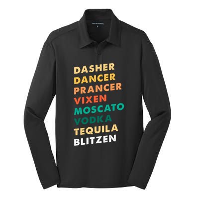 Dasher Dancer Prancer Vixen Moscato Vodka Tequila Gift Silk Touch Performance Long Sleeve Polo