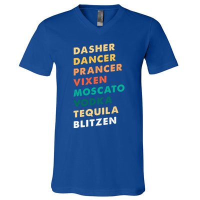 Dasher Dancer Prancer Vixen Moscato Vodka Tequila Gift V-Neck T-Shirt