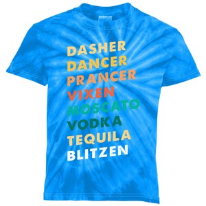 Dasher Dancer Prancer Vixen Moscato Vodka Tequila Gift Kids Tie-Dye T-Shirt