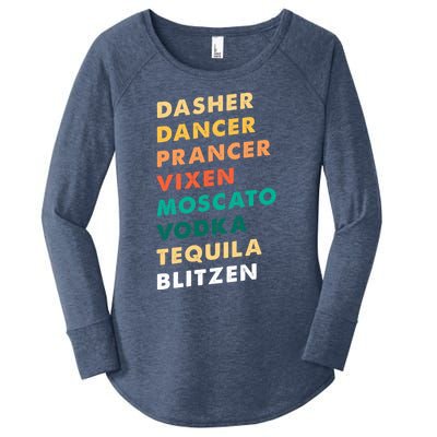 Dasher Dancer Prancer Vixen Moscato Vodka Tequila Gift Women's Perfect Tri Tunic Long Sleeve Shirt