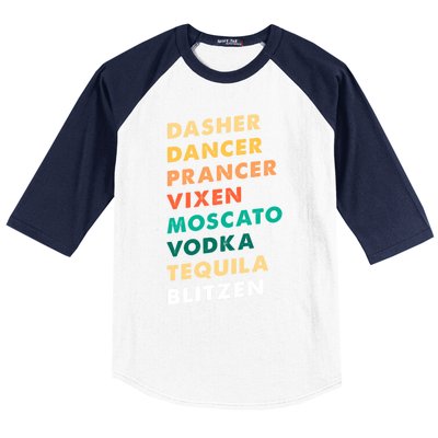 Dasher Dancer Prancer Vixen Moscato Vodka Tequila Gift Baseball Sleeve Shirt