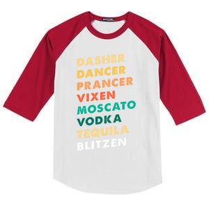 Dasher Dancer Prancer Vixen Moscato Vodka Tequila Gift Kids Colorblock Raglan Jersey